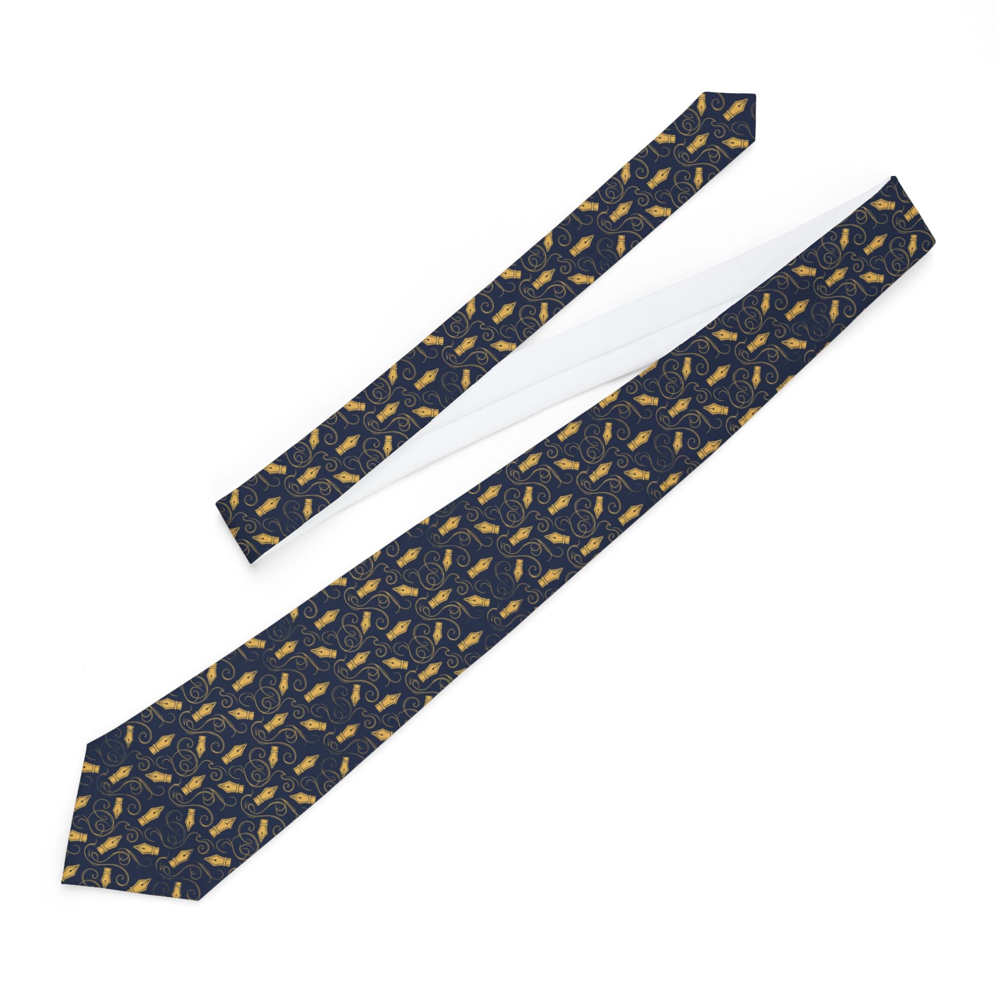 Joucas Talisman Tie - Navy Fountain Pen Script