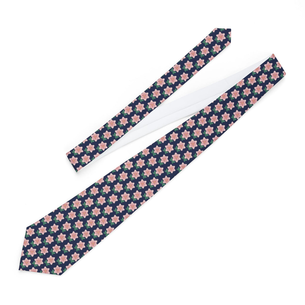 Wolkenstein Satin Edition - Navy & Blush Gardenia Tie – view 2