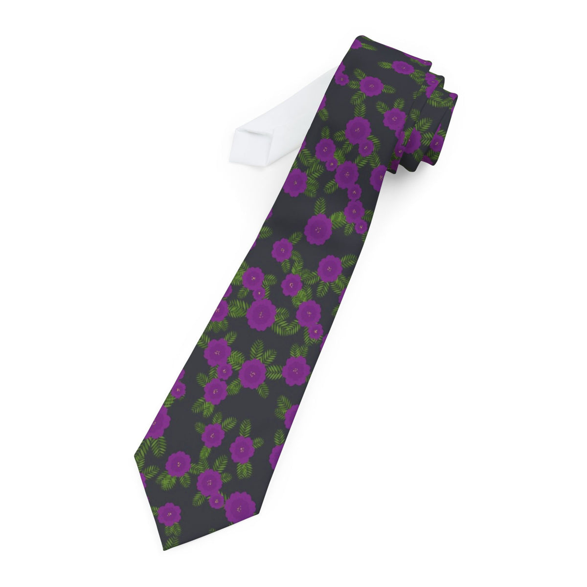 Gassion Satin Edition - Charcoal & Purple Floral Tie