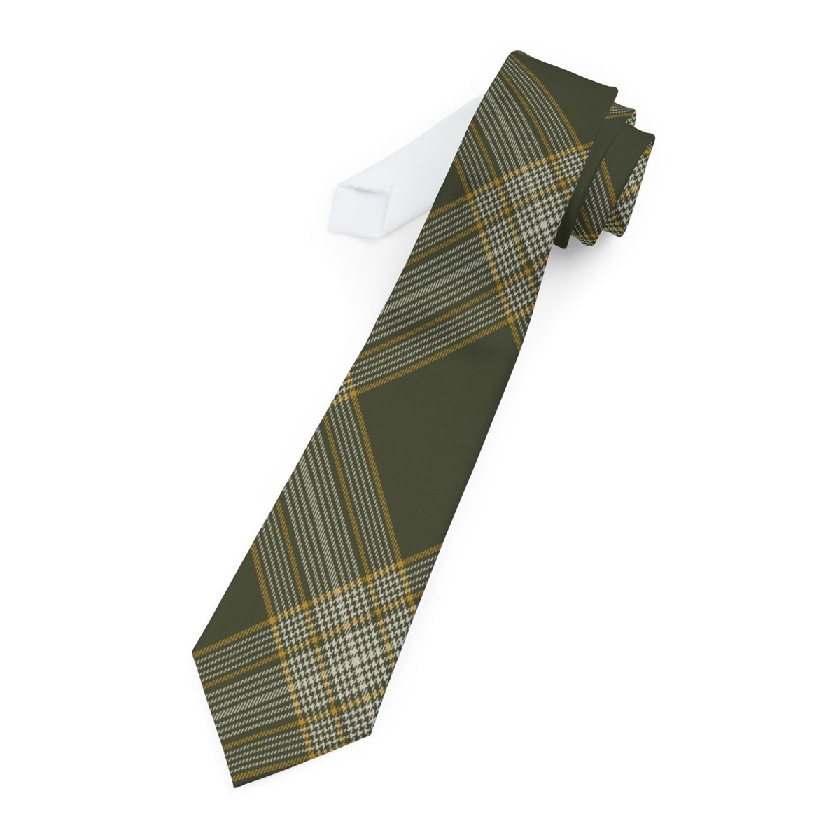Lennox Satin Edition - Olive & Mustard Herringbone Tartan Tie