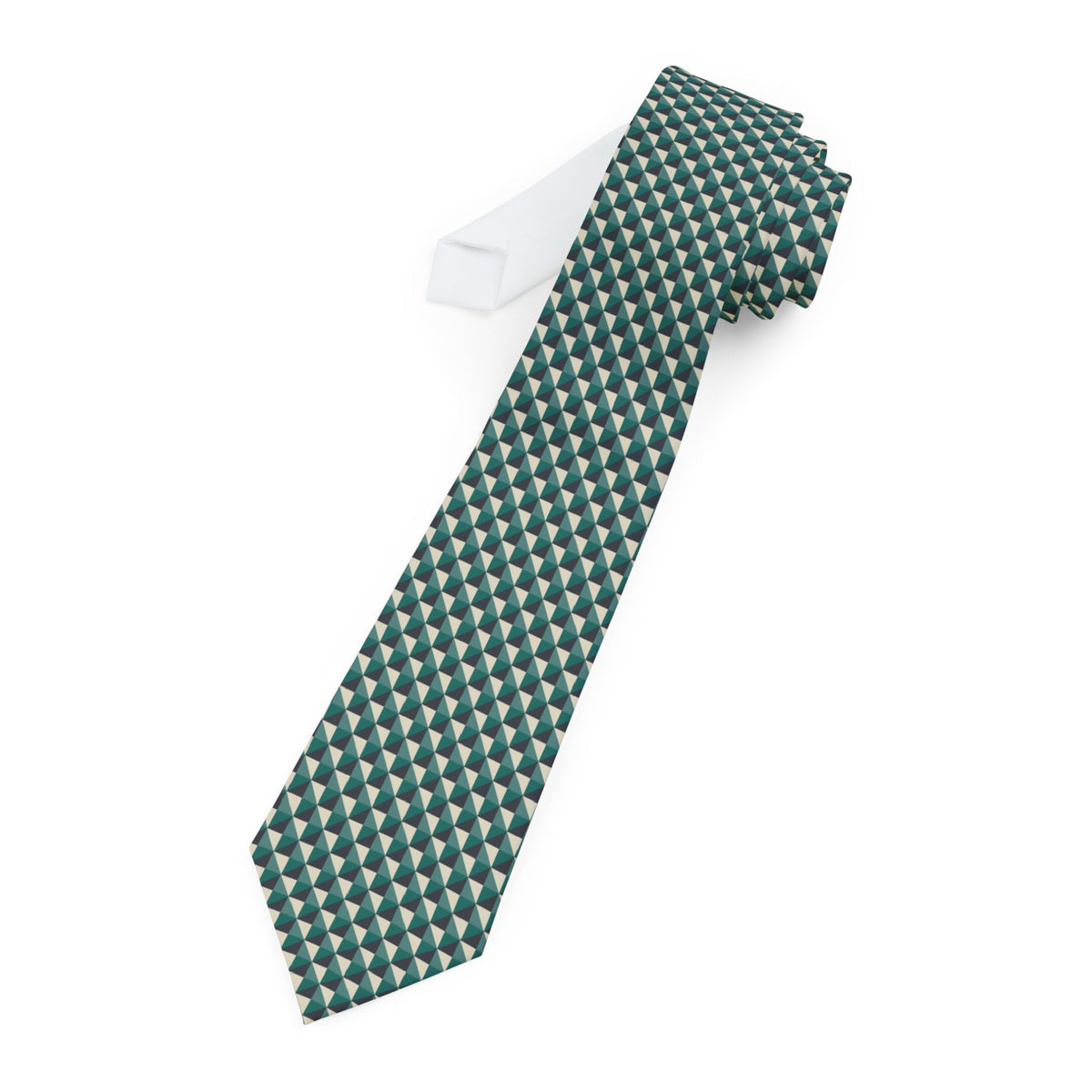 Ebnat Talisman Tie - Charcoal Teal Triangle Mosaic