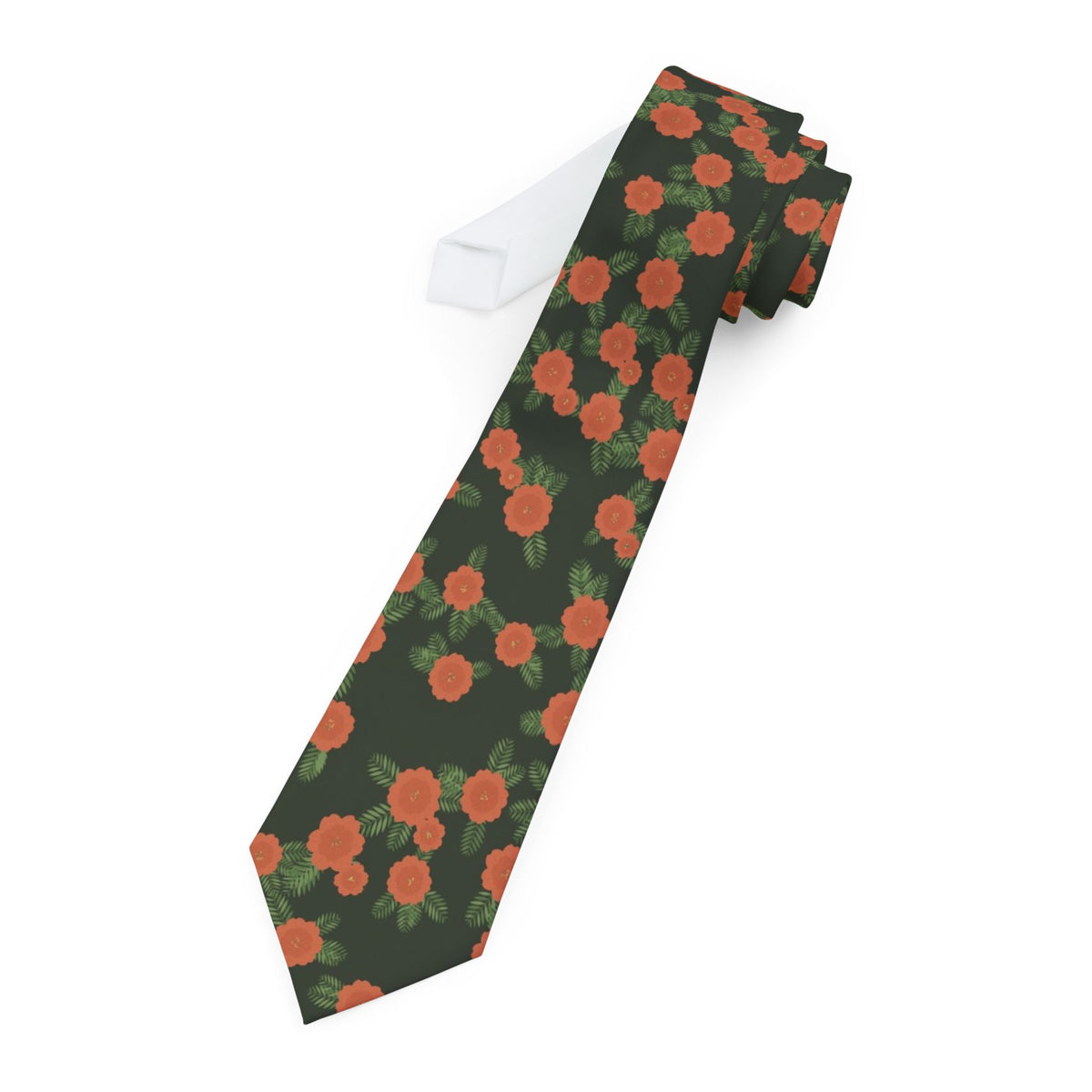 Gassion Satin Edition - Olive & Coral Floral Tie
