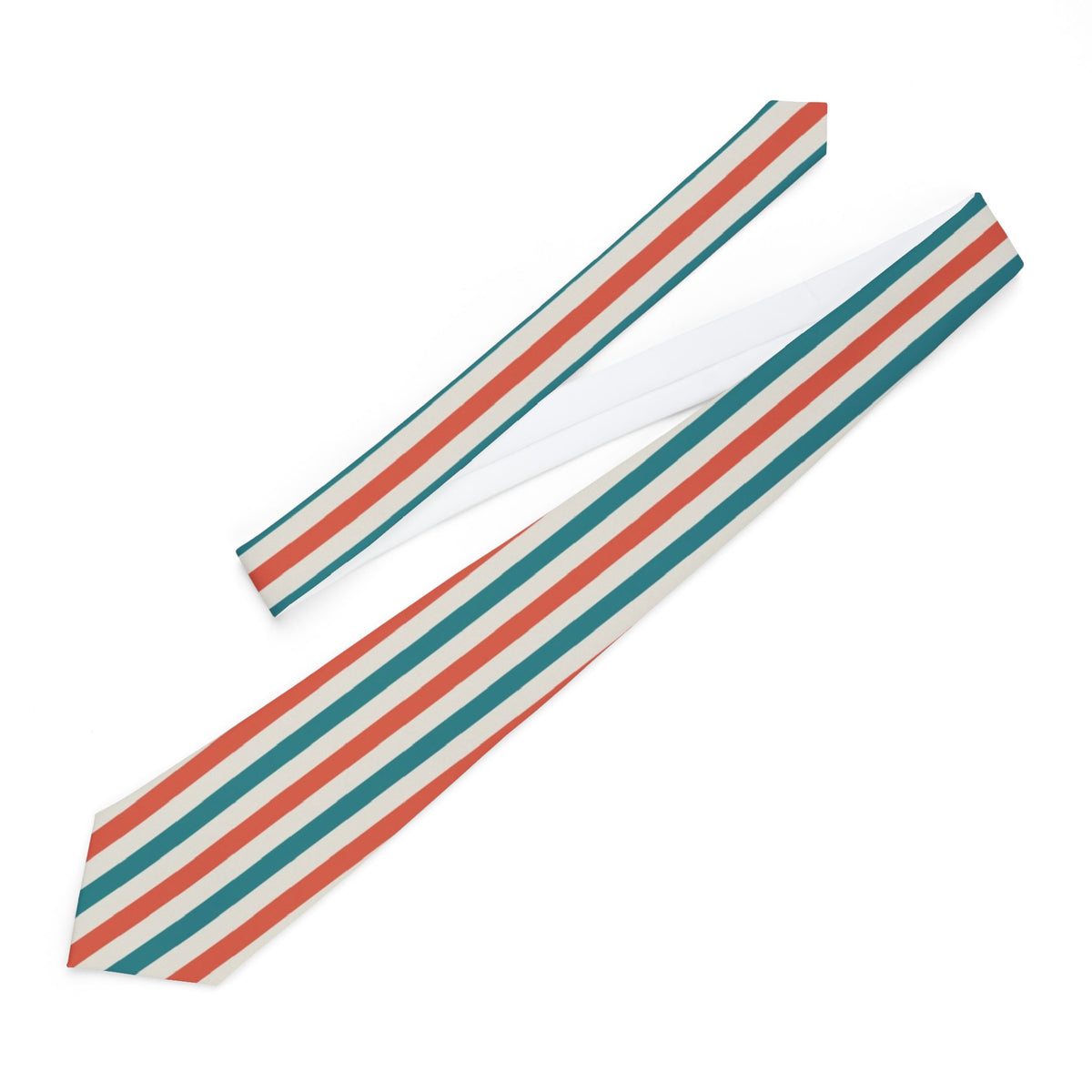 Isenburg Satin Edition - Coral & Teal Cabana Stripe Tie