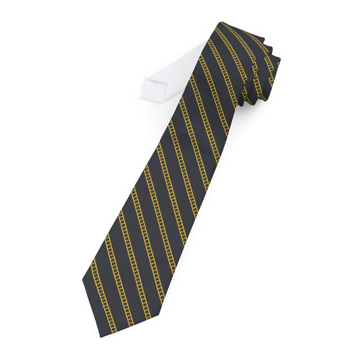Adelswärd Satin Edition - Charcoal & Yellow Ladder Stripe Tie