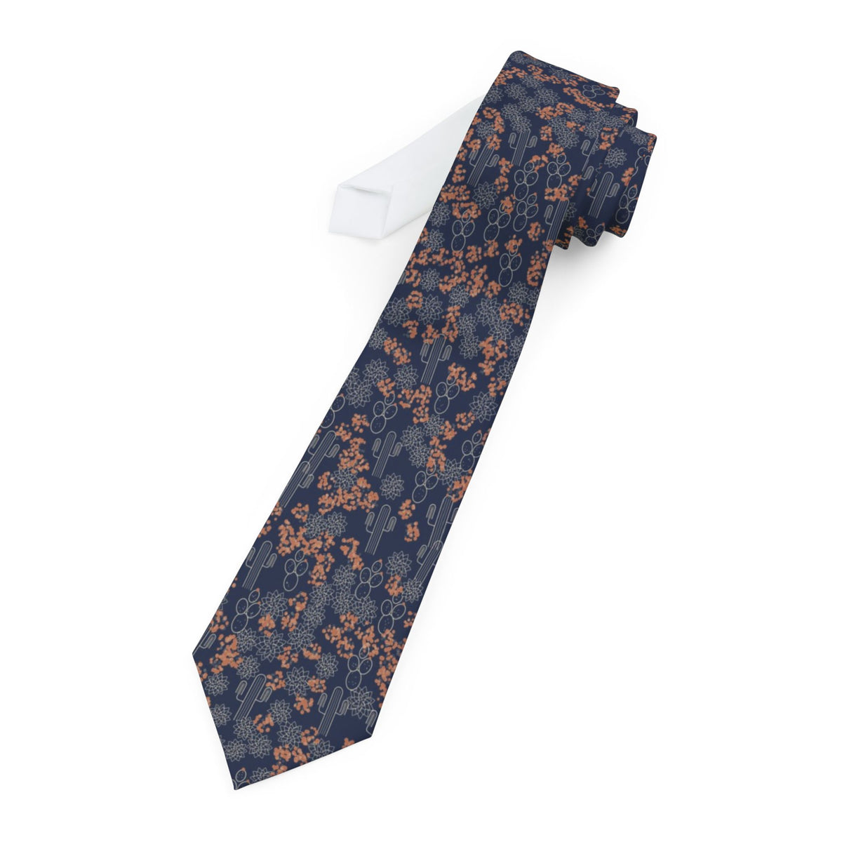Trolle Satin Edition - Navy & Terracotta Desert Succulent Tie