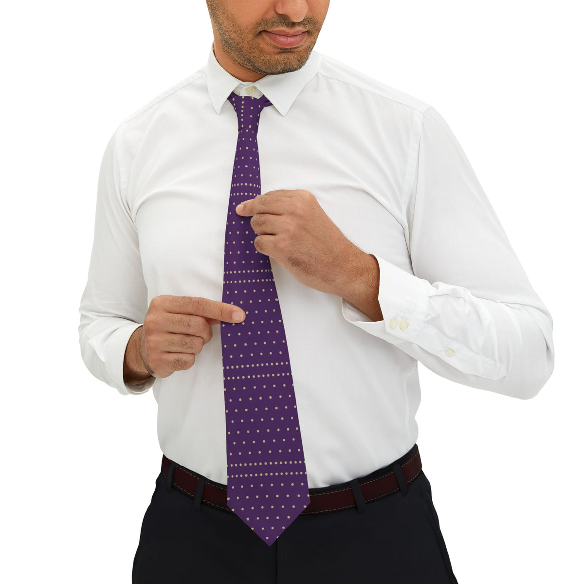 Porto Talisman Tie - Purple Beige Polka Dot