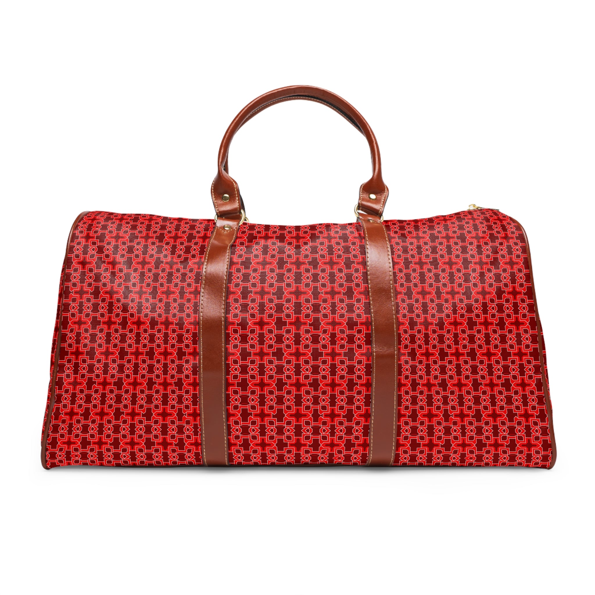 Meyssac - Scarlet Geometric Lattice Travel Bag