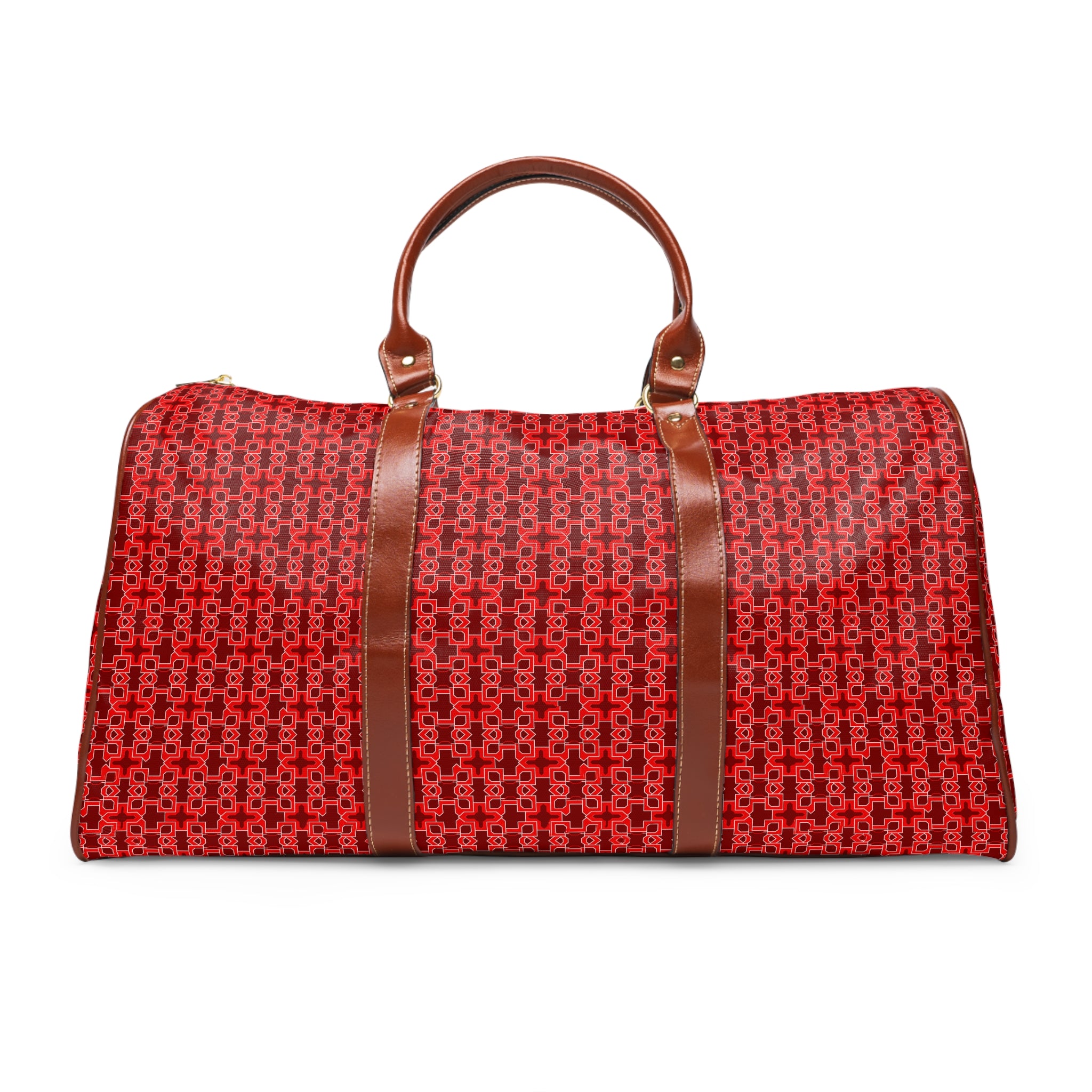 Meyssac - Scarlet Geometric Lattice Travel Bag