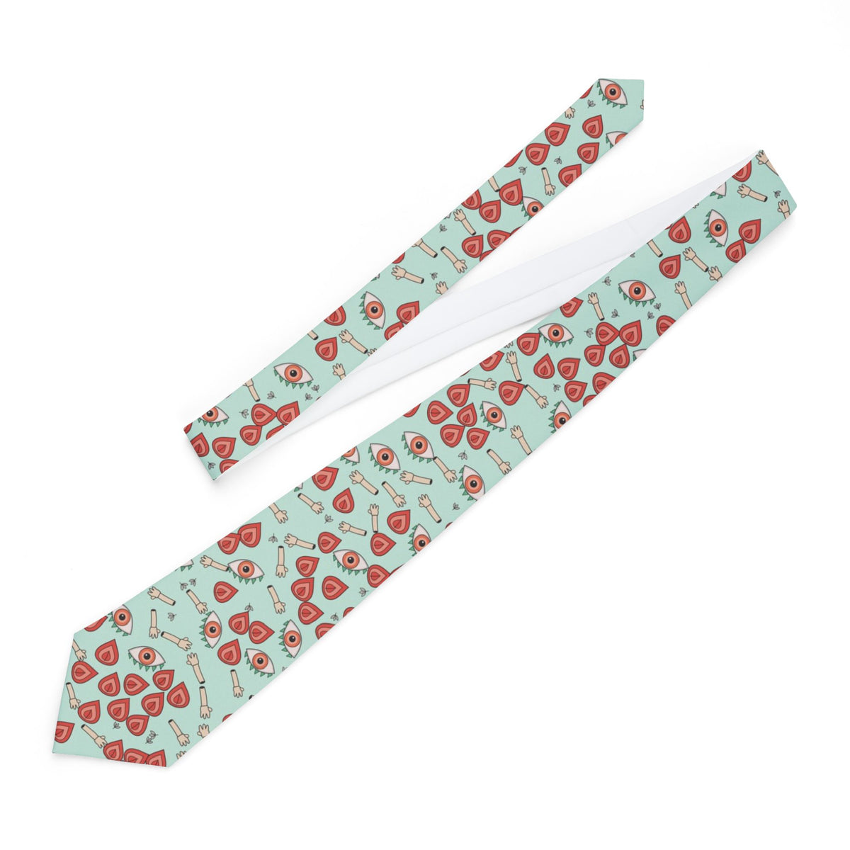 de Gontaut Satin Edition - Mint & Coral Abstract Tie