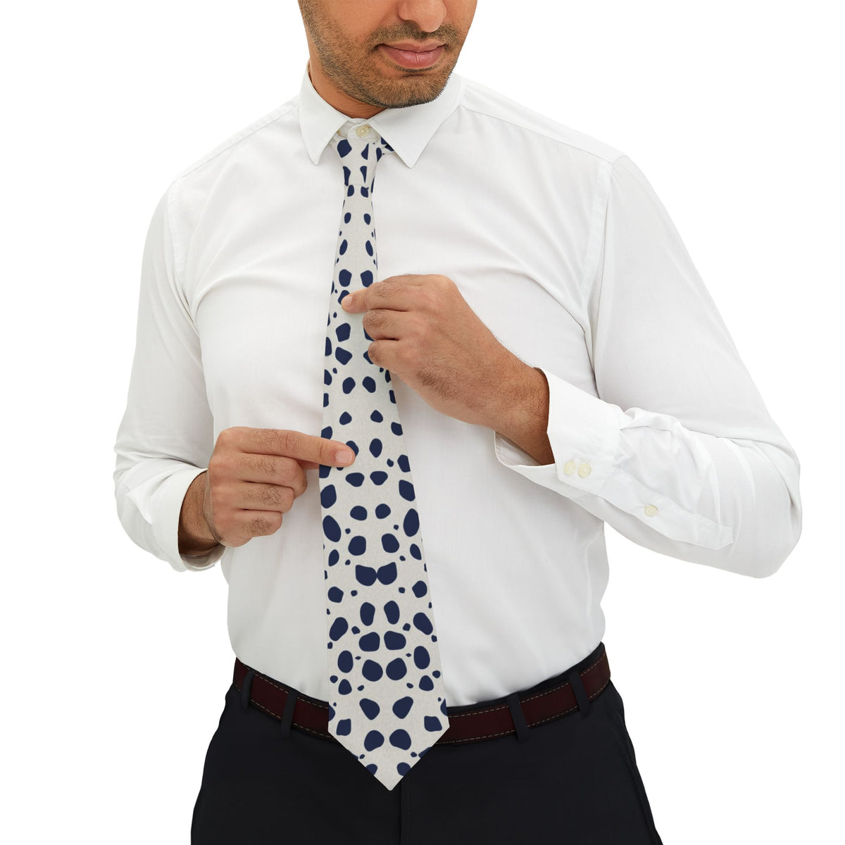 Apponyi Satin Edition - Navy & White Holstein Tie – view 4
