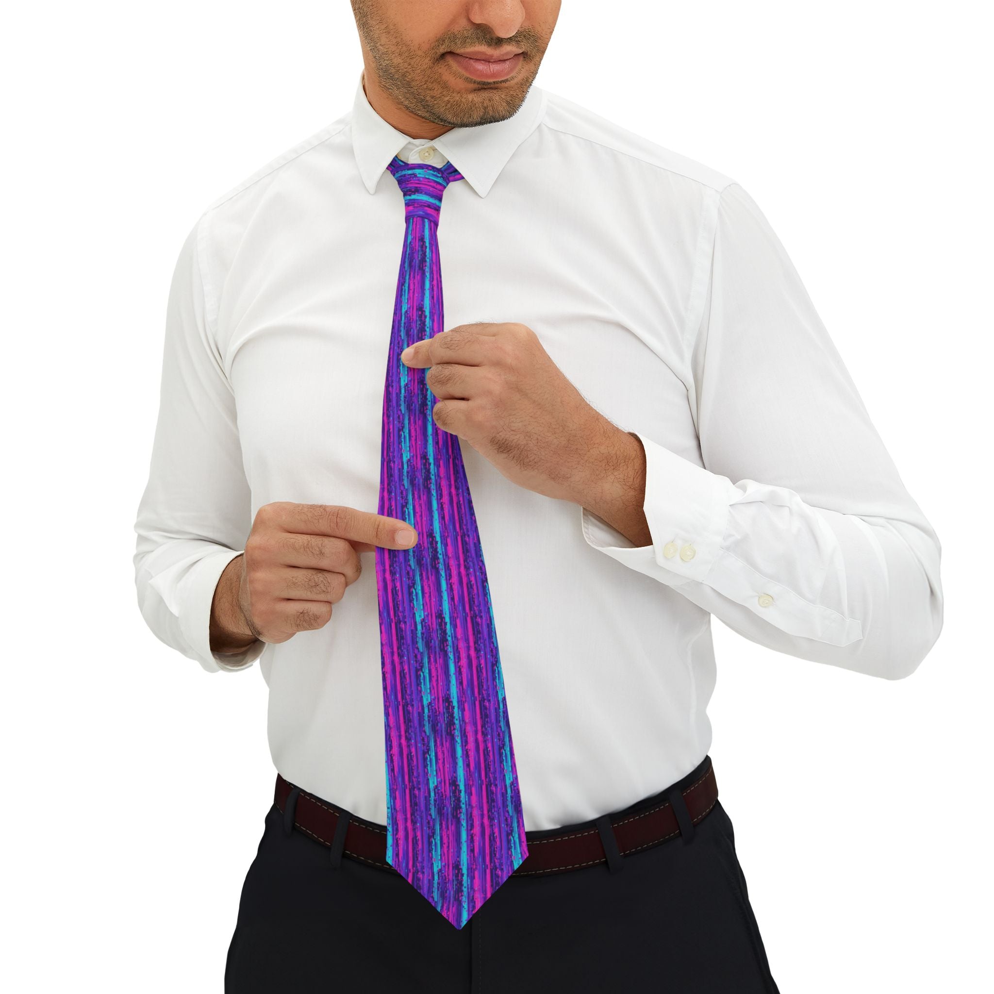 Illgau Talisman Tie - Neon Glitch Cascade