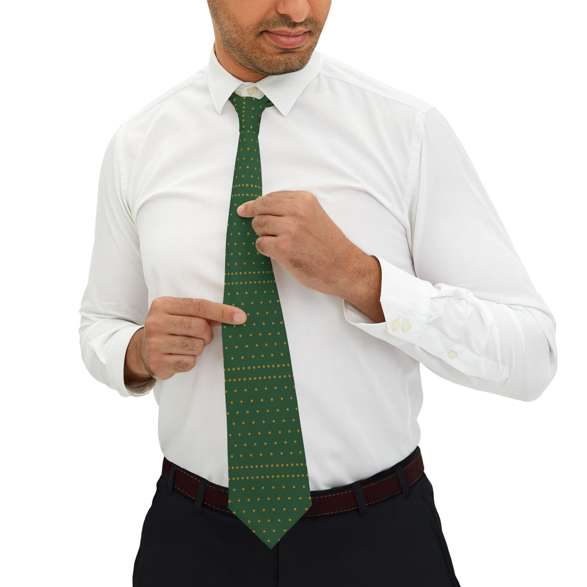 Lecci Talisman Tie - Green Gold Polka Dot