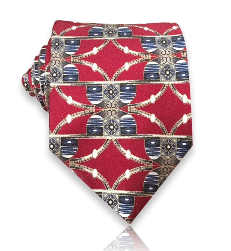 Maltravers - Crimson Mosaic Silk Tie European Craftsmanship