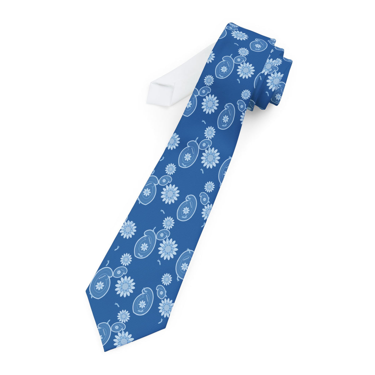 Falier Satin Edition - Navy & Sky Blue Sunflower Paisley Tie