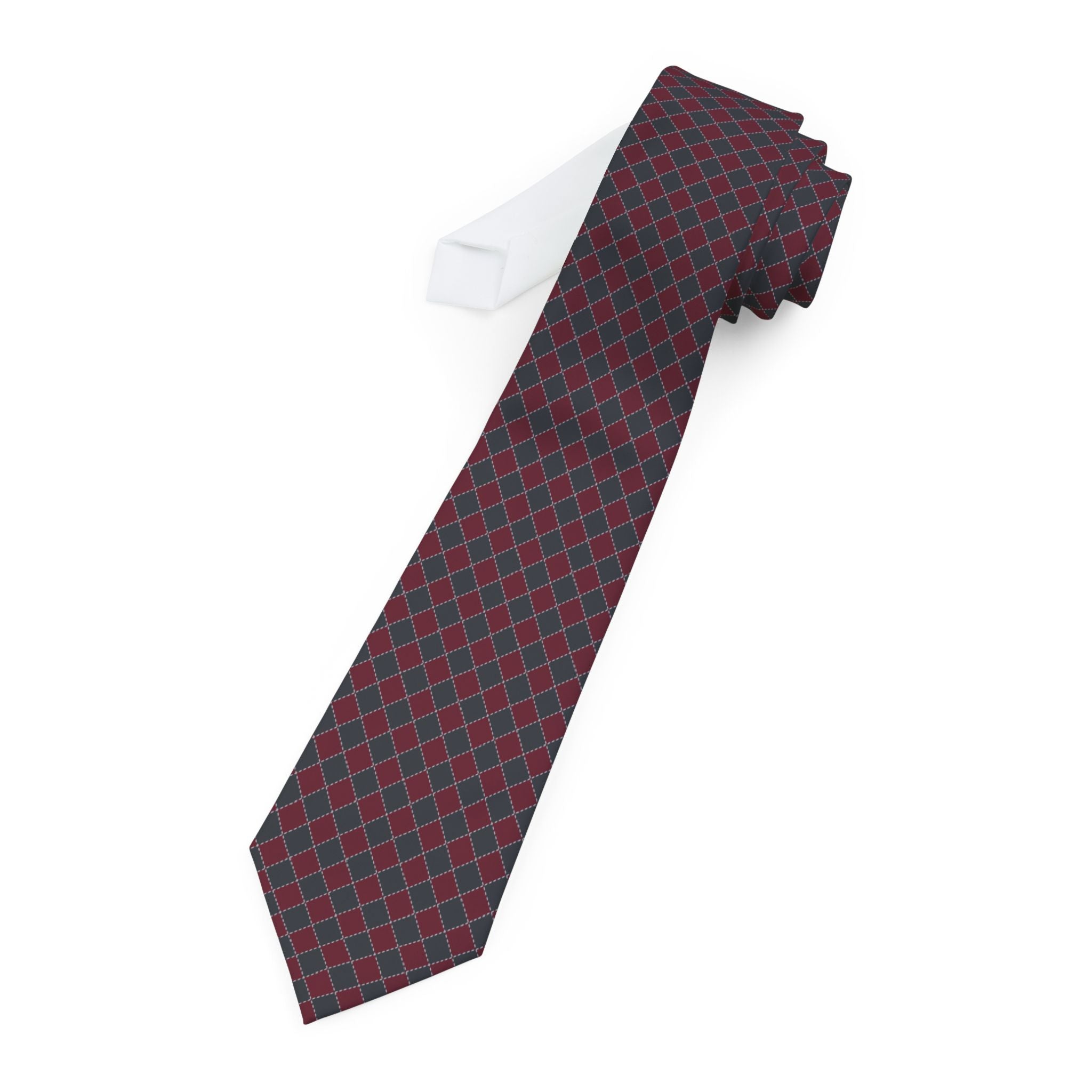Chandolin Talisman Tie - Charcoal Wine Argyle