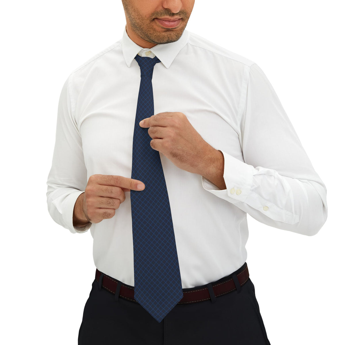 Domodossola Talisman Tie - Navy Blue Herringbone