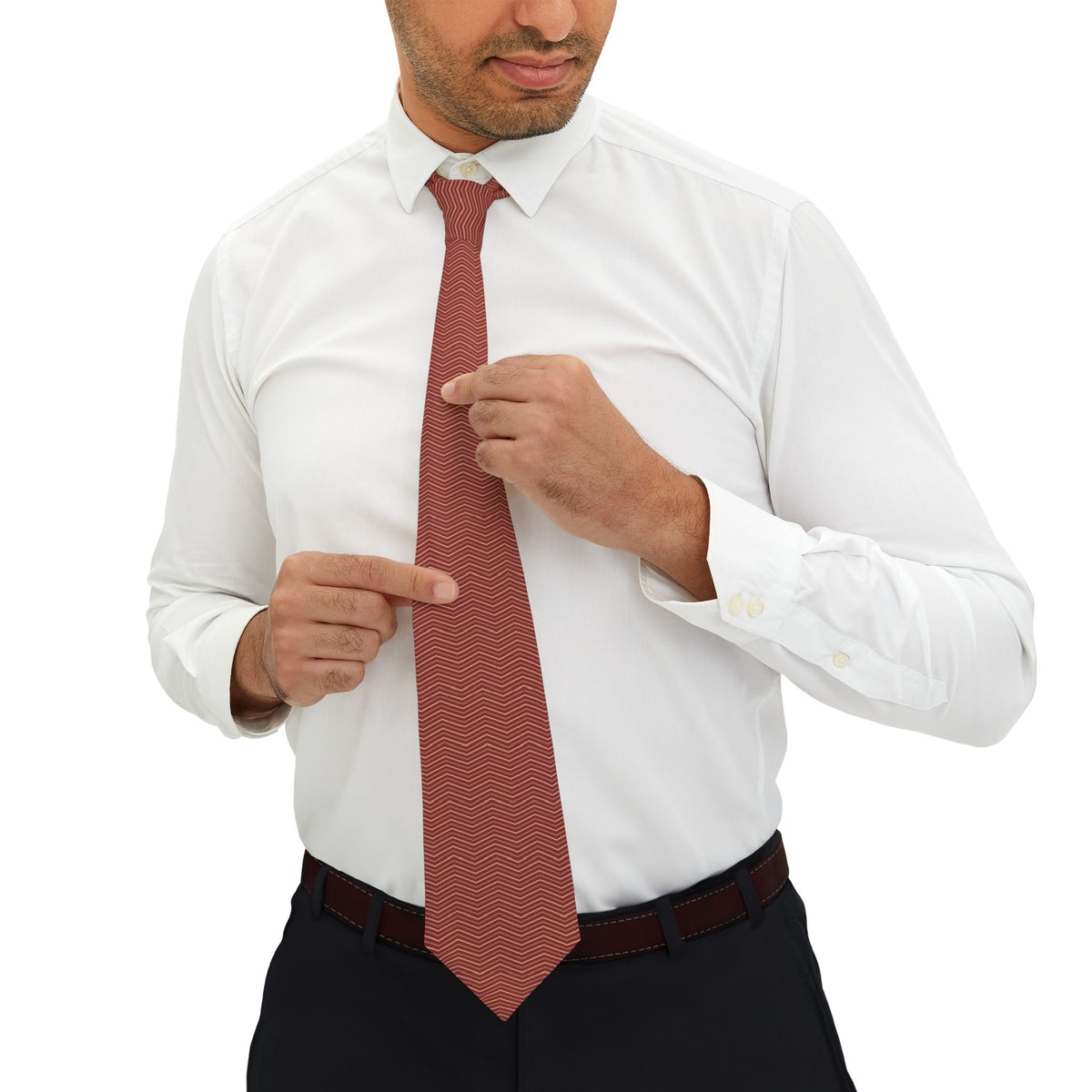 Gressoney Talisman Tie - Red Beige Chevron