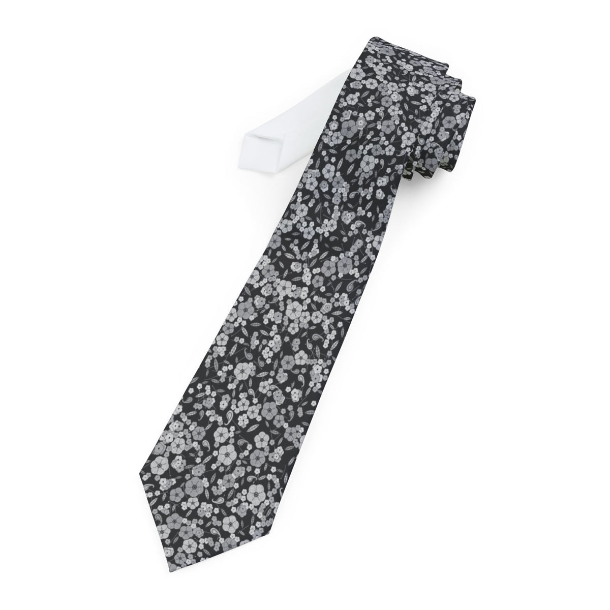 Czernin Satin Edition - Black & Silver Garden Floral Tie