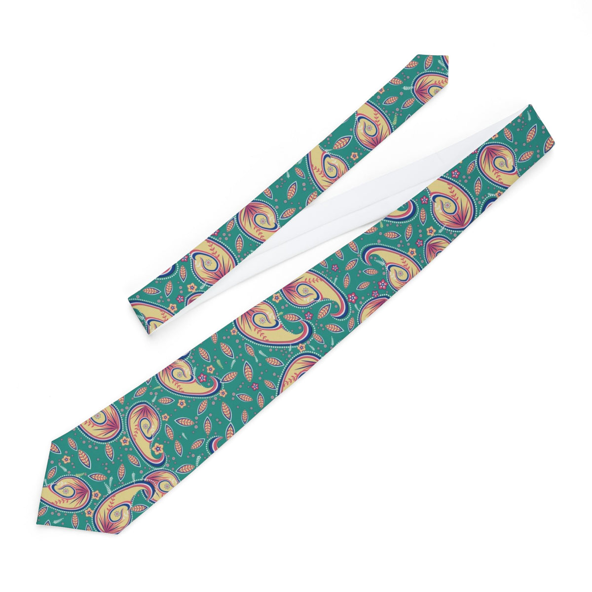 Zichy Satin Edition - Jade & Coral Fern Paisley Tie