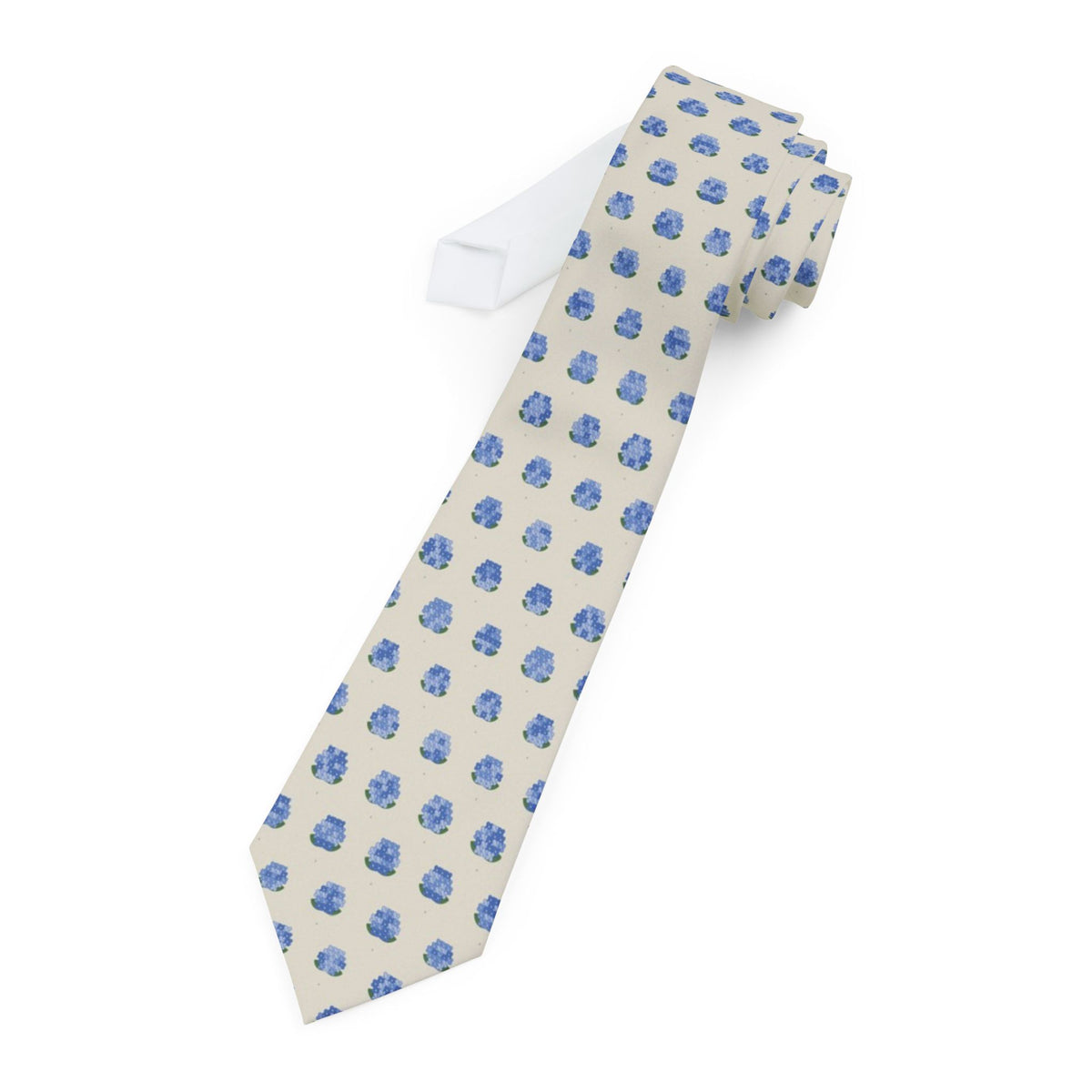 Lynden Satin Edition - Cream & Blue Hydrangea Tie