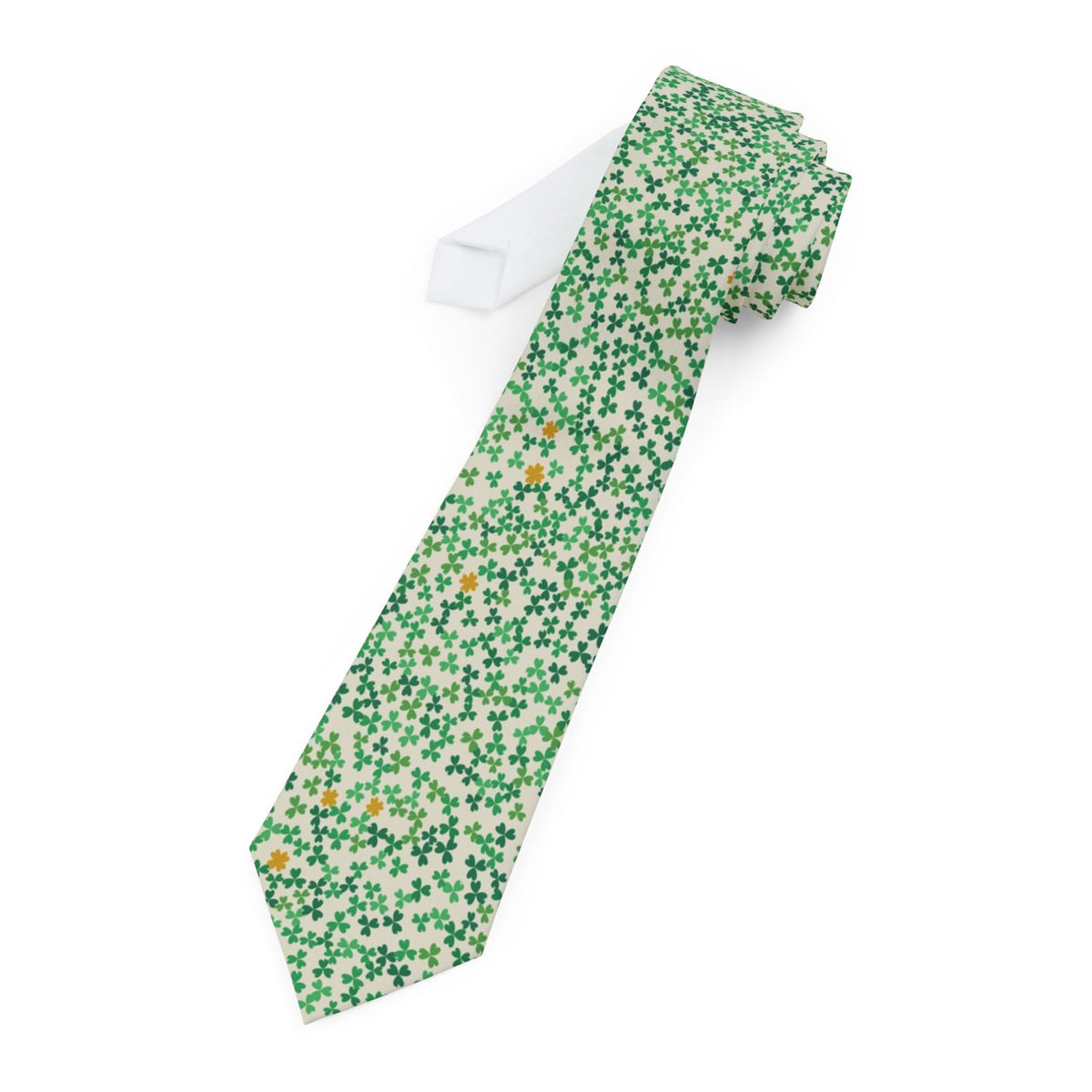 Frijs Satin Edition - Ivory & Green Shamrock Scatter Tie