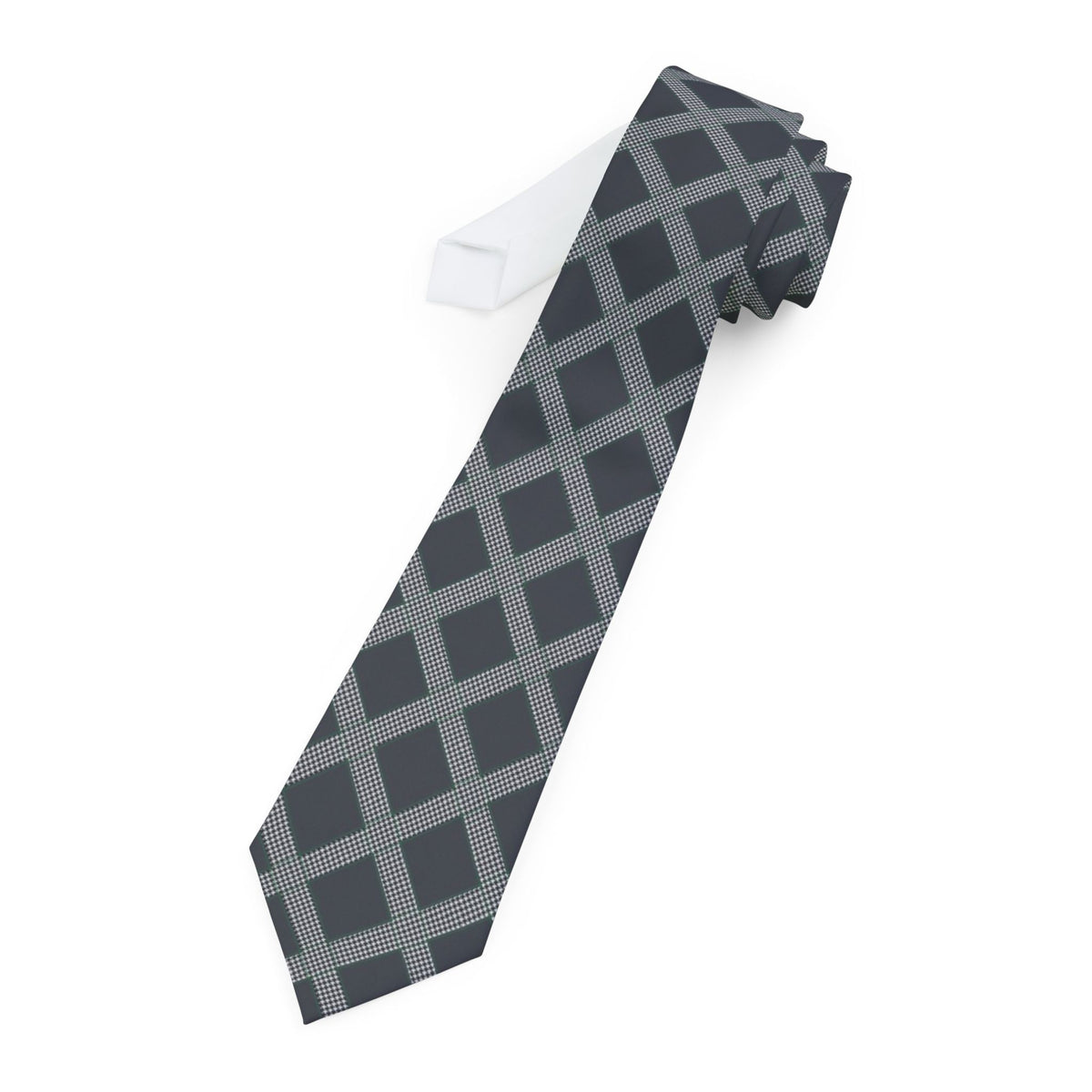 Ubaldini Satin Edition - Grey & Green Herringbone Plaid Tie