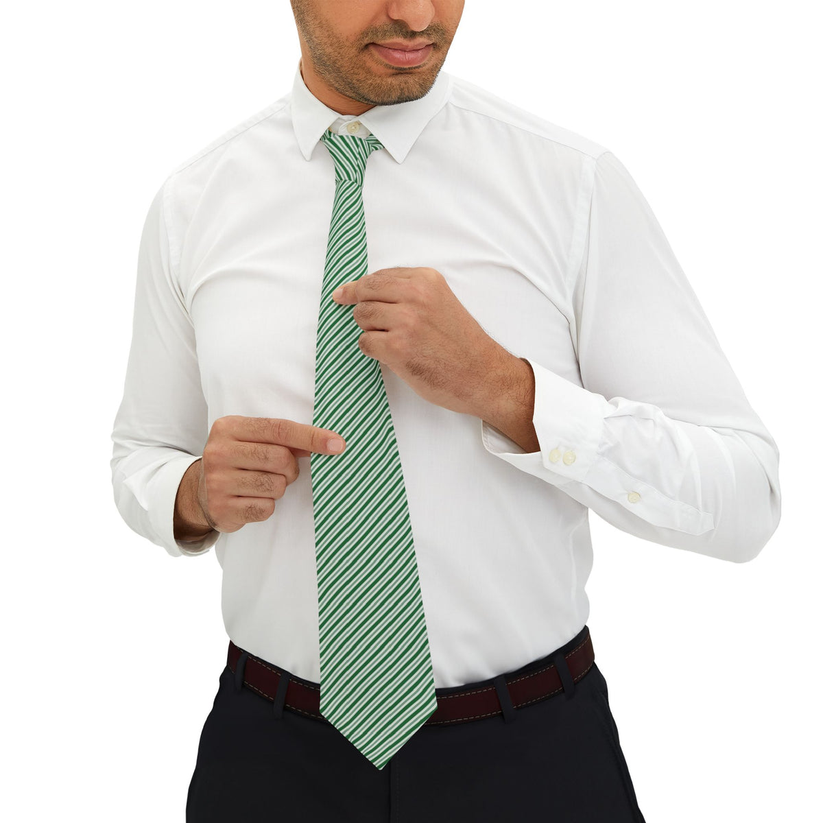 Scheel Satin Edition - Green & White Peppermint Stripe Tie