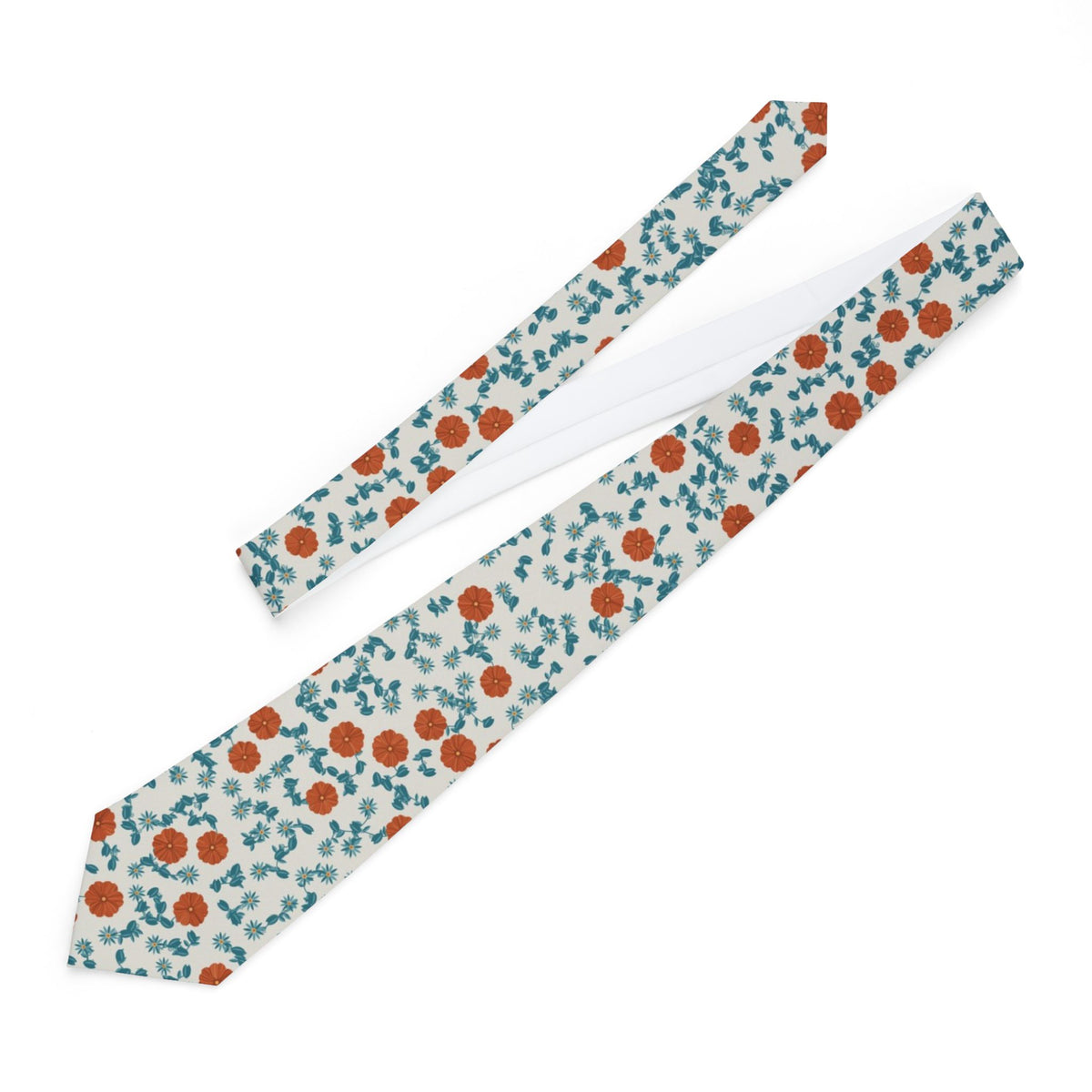 Moltke Satin Edition - Ivory & Rust Poppy Vine Floral Tie