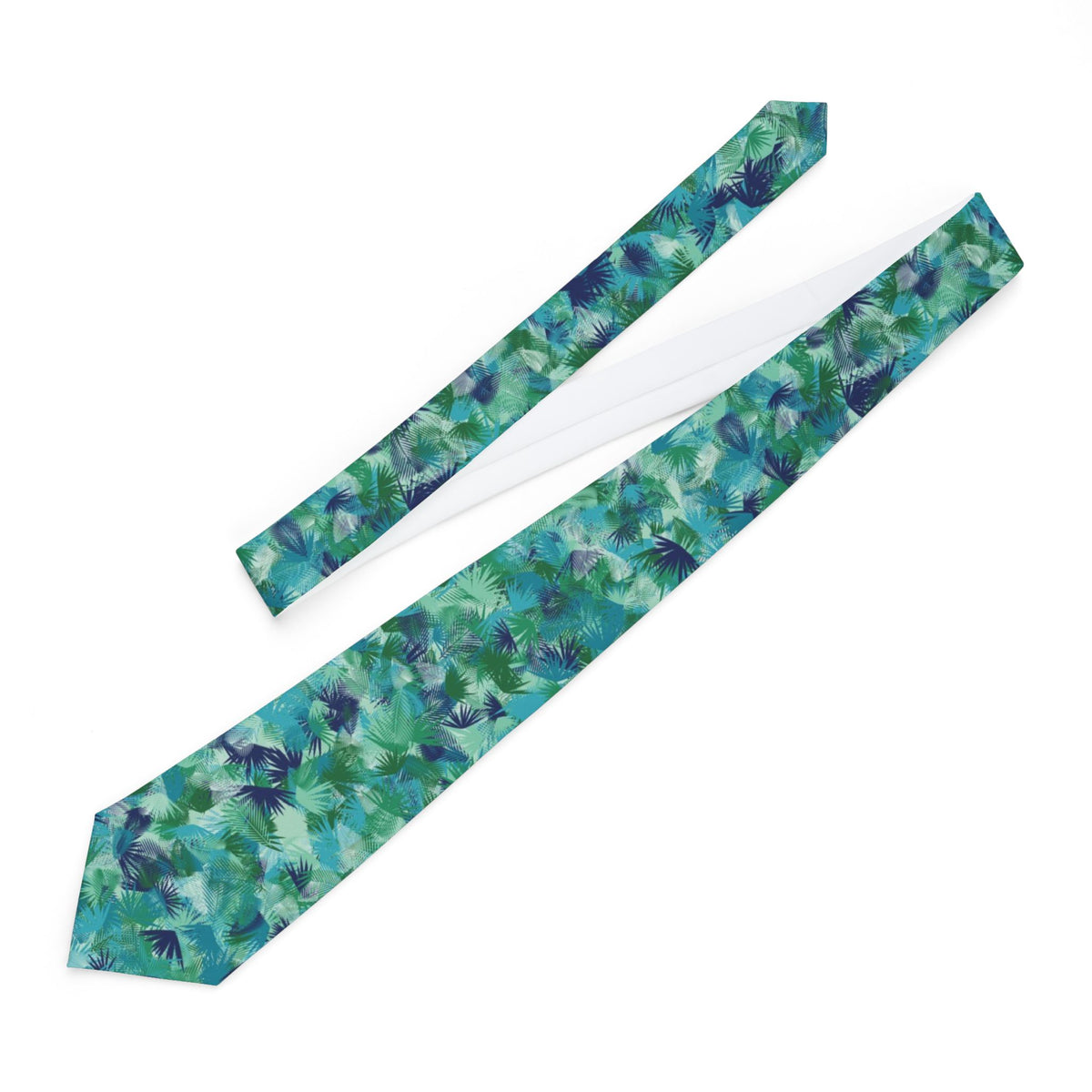 Podebusk Satin Edition - Teal & Navy Jungle Leaf Tie