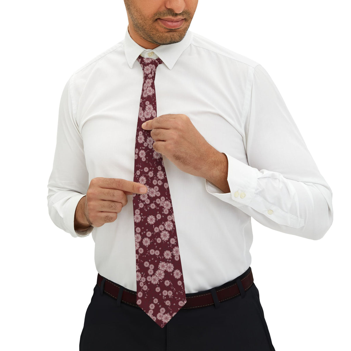 Bentinck Satin Edition - Burgundy & Blush Vintage Peony Tie