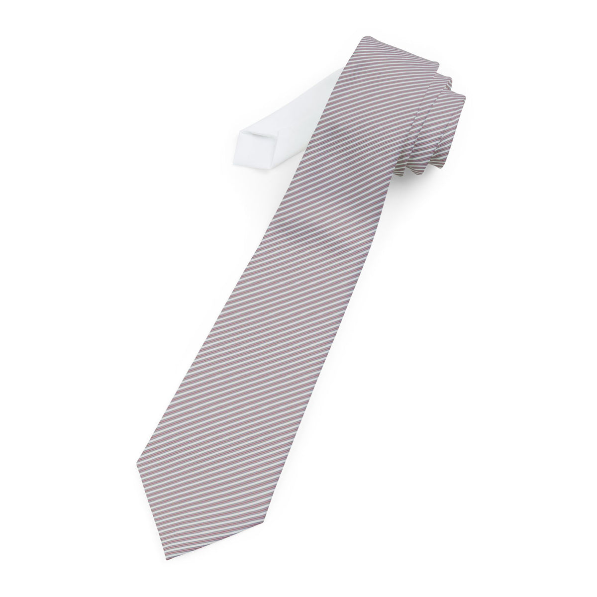 Obdam Satin Edition - White, Navy & Red Fine Stripe Tie
