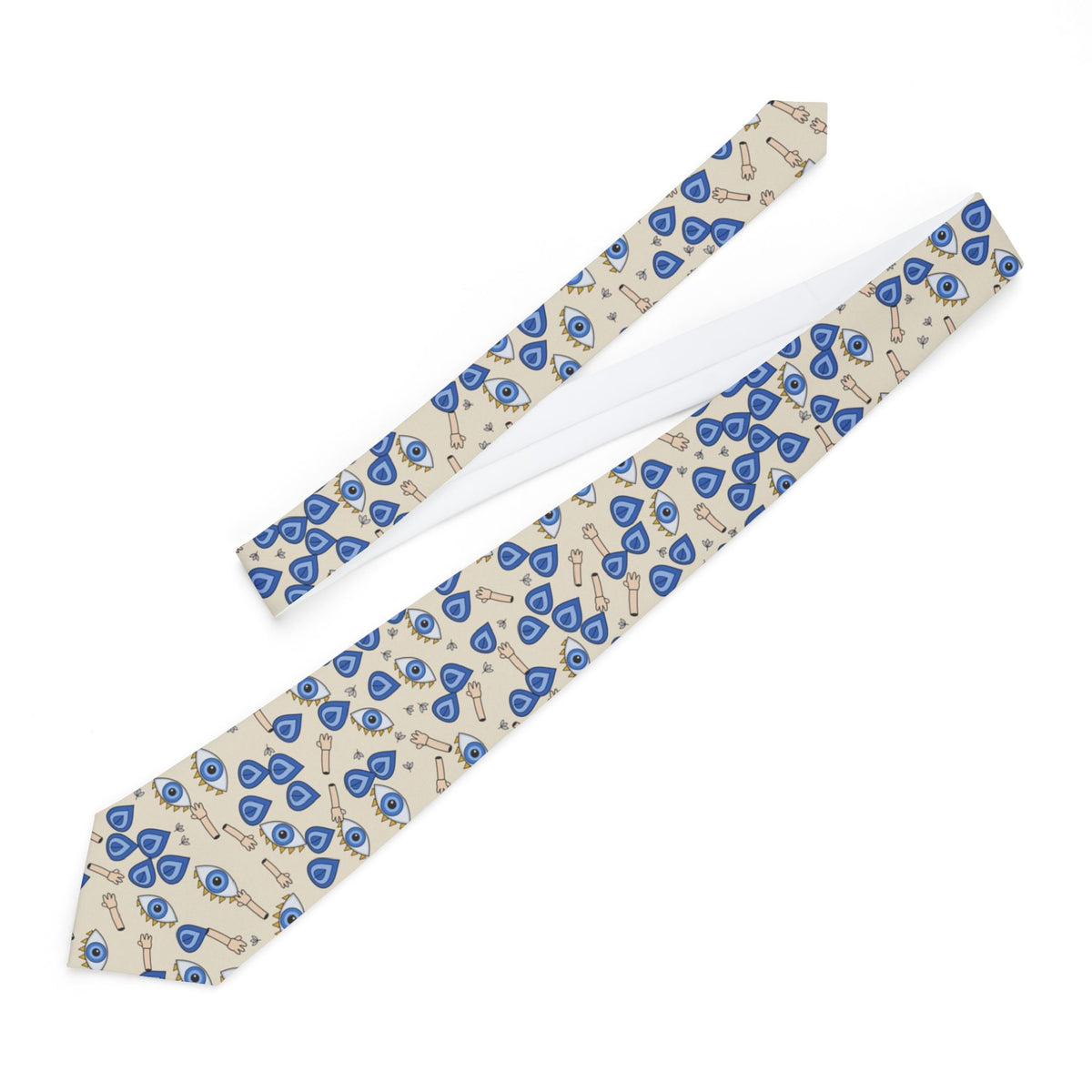 de Gontaut Satin Edition - Cream & Cobalt Abstract Tie