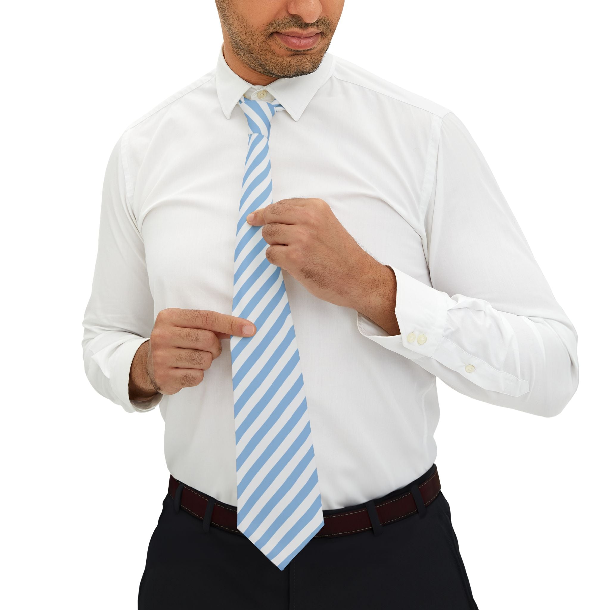 Chablis Talisman Tie - Sky White Summer Stripe