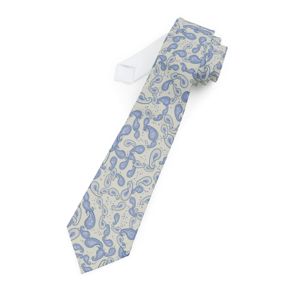 Urne Satin Edition - Ivory & Blue Outline Paisley Tie