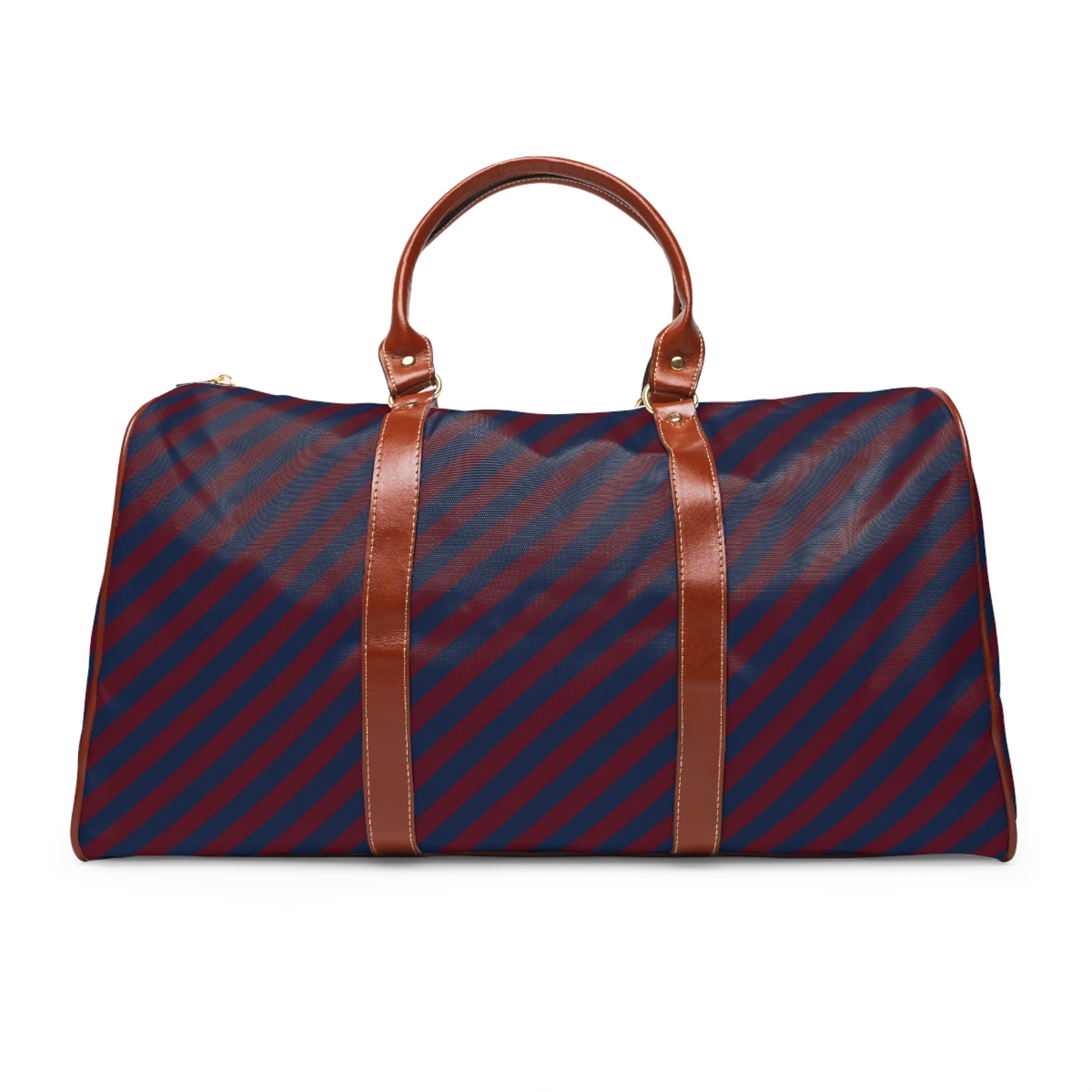 Utelle - Burgundy Navy Block Stripe Travel Bag
