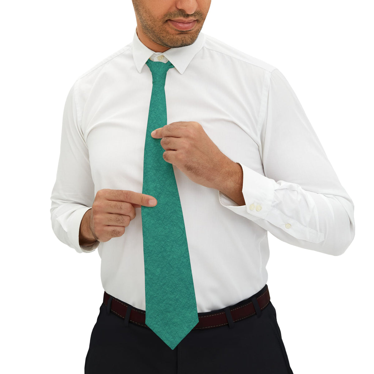 Rosenkrantz Satin Edition - Aqua & Teal Sketch Texture Tie