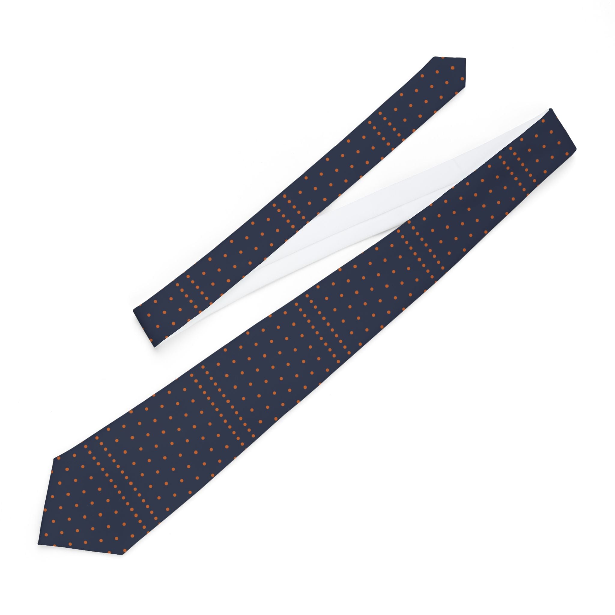 Sartene Talisman Tie - Navy Orange Polka Dot