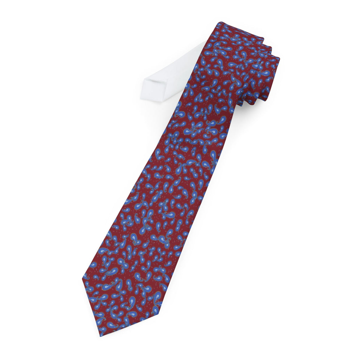 Bonzi Satin Edition - Burgundy & Blue Scattered Paisley Tie