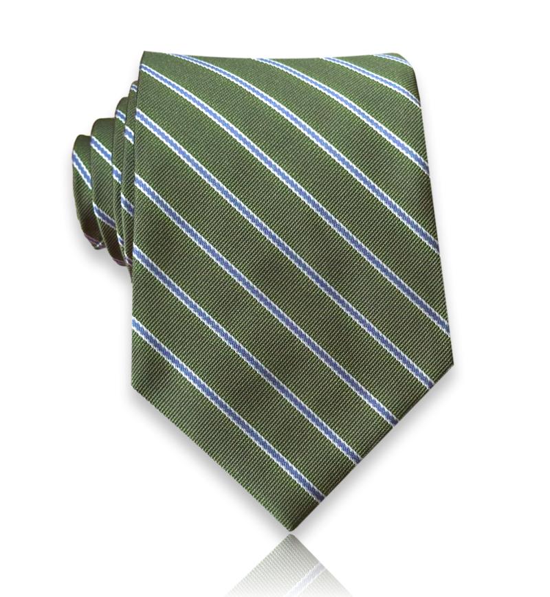 Gálvez - Olive Sky Stripe Silk Tie European Craftsmanship
