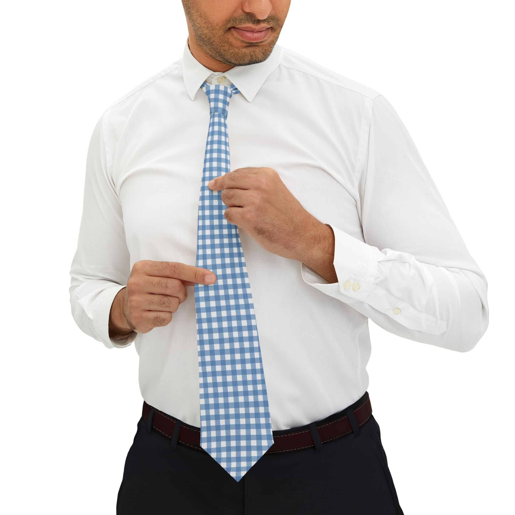 Gressan Talisman Tie - Sky White Gingham