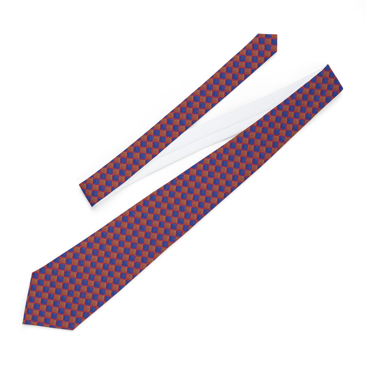 Foucquet Satin Edition - Blue & Coral Abstract Block Tie – view 2