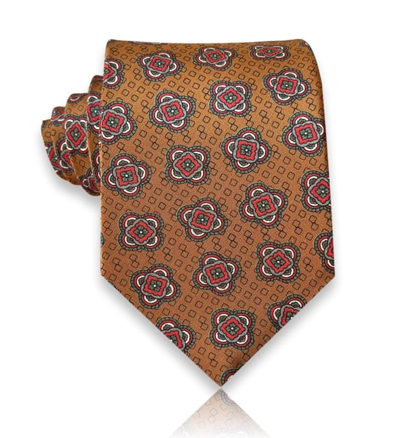 FitzRoy - Amber Medallion Silk Tie European Craftsmanship