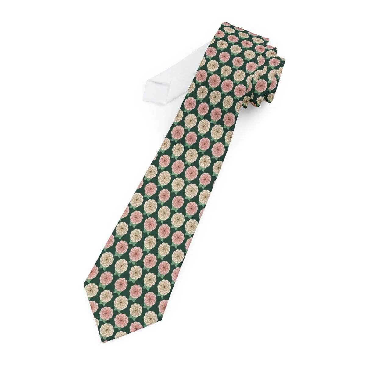 Lamberg Satin Edition - Forest & Cream Ranunculus Tie