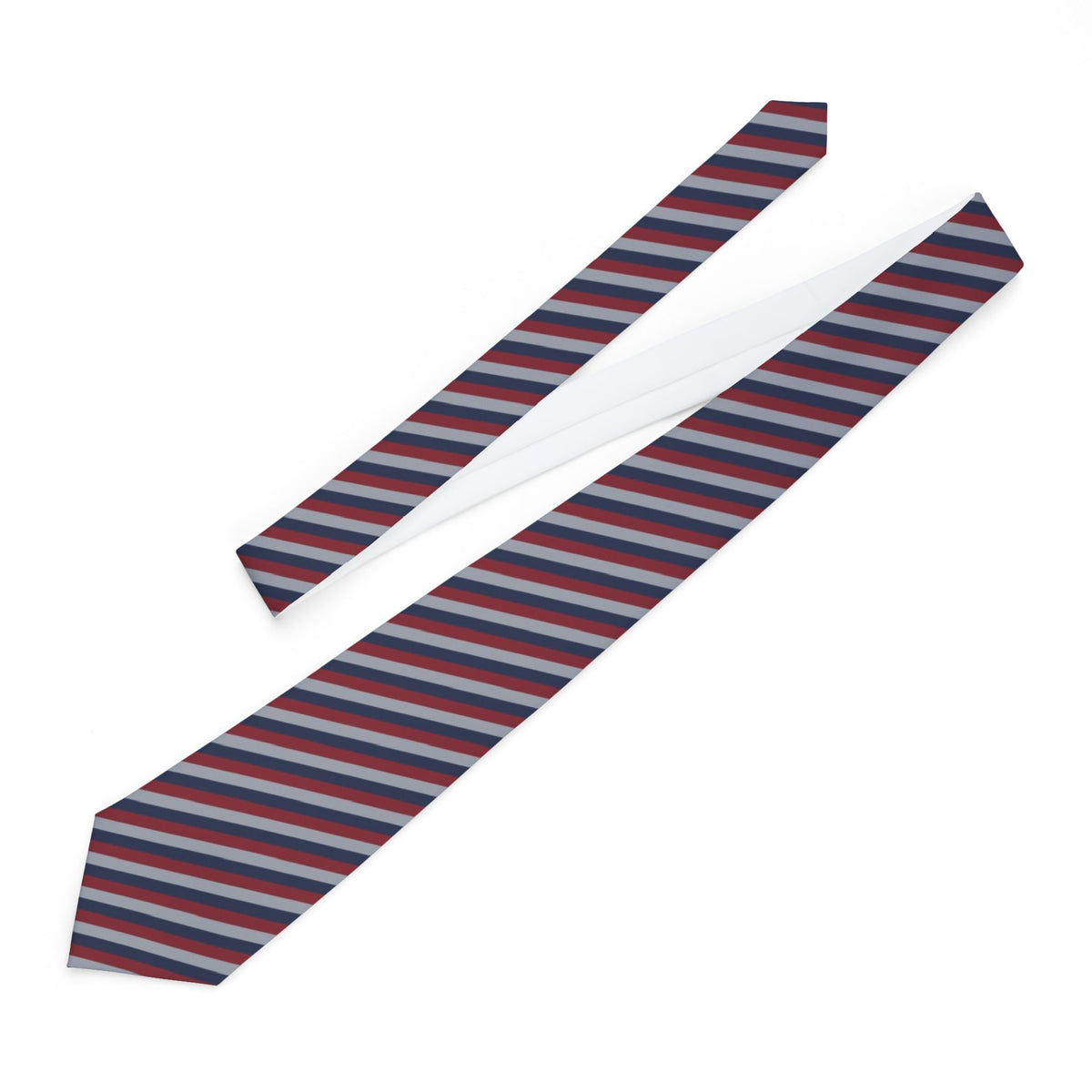 Schack Satin Edition - Burgundy, Silver & Navy Block Stripe Tie