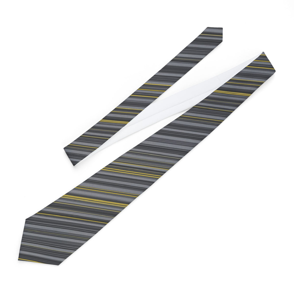Gyldenlove Satin Edition - Grey & Yellow Barcode Stripe Tie
