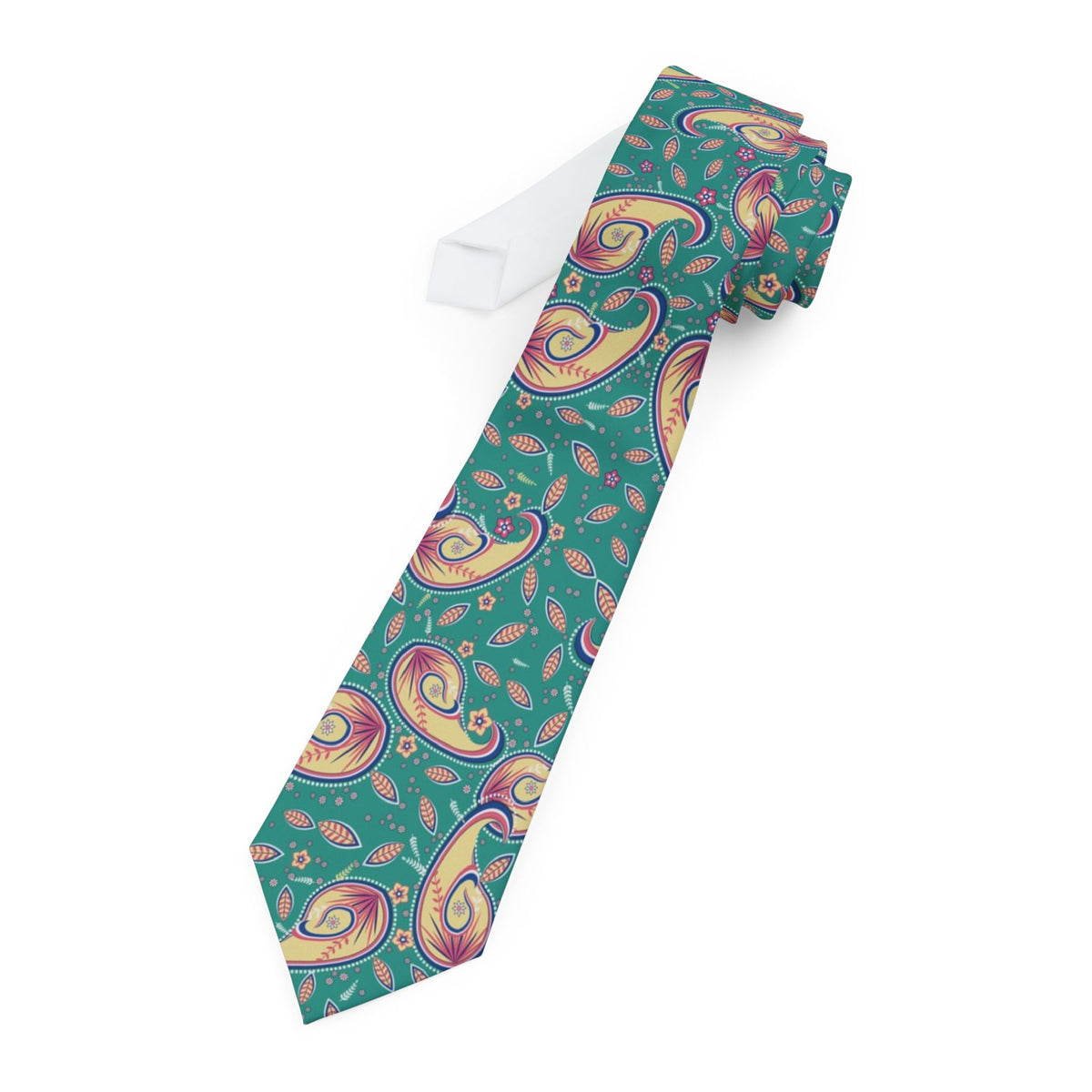 Zichy Satin Edition - Jade & Coral Fern Paisley Tie