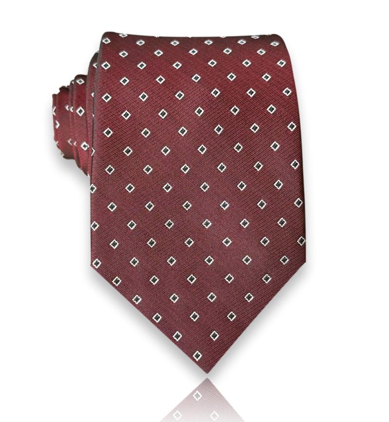 Corvera - Burgundy Diamond Motif Silk Tie European Craftsmanship
