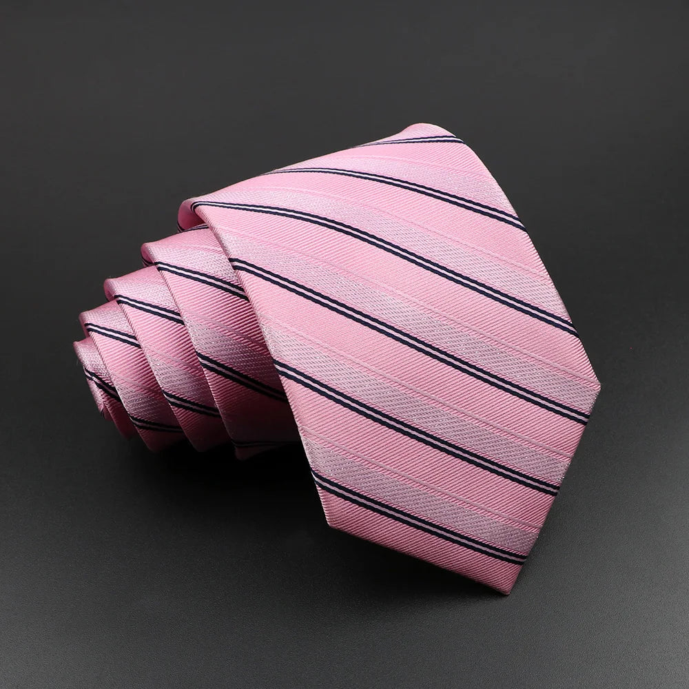 Guéméné - Classic Pink Striped Silk Necktie
