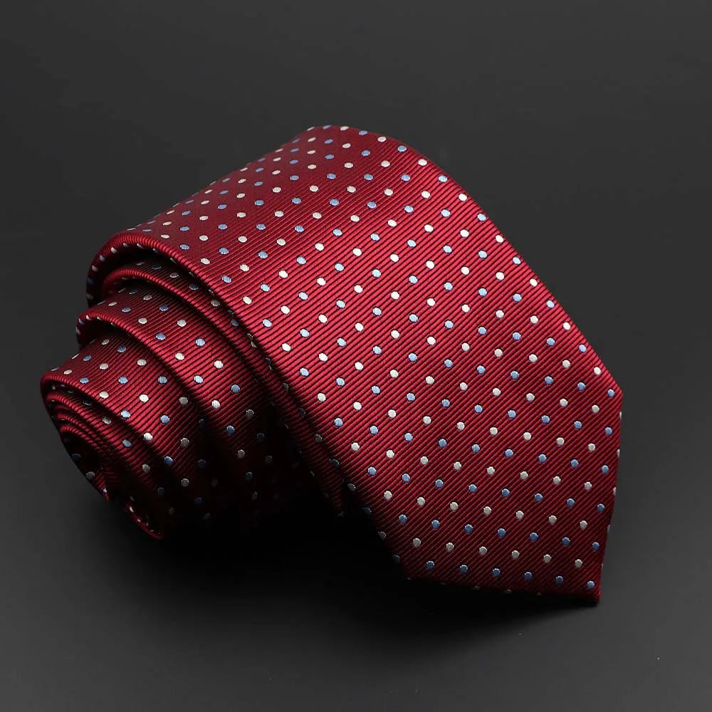 De Vivonne - Red Microdot Tie with Blue Accents – Bold Contrast, Timeless Impact