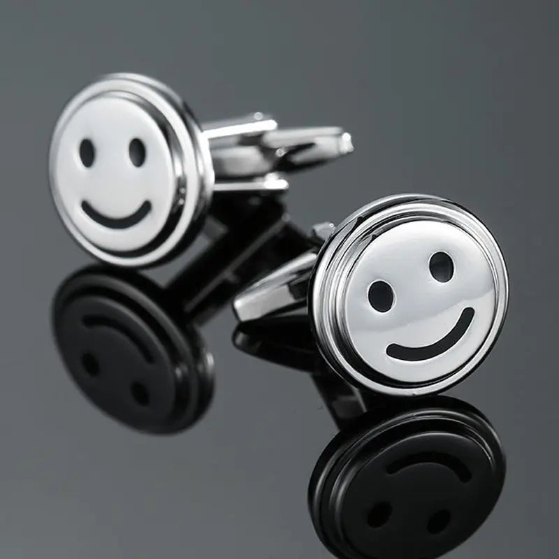 Talisman Cufflink – Silver Smiley Face